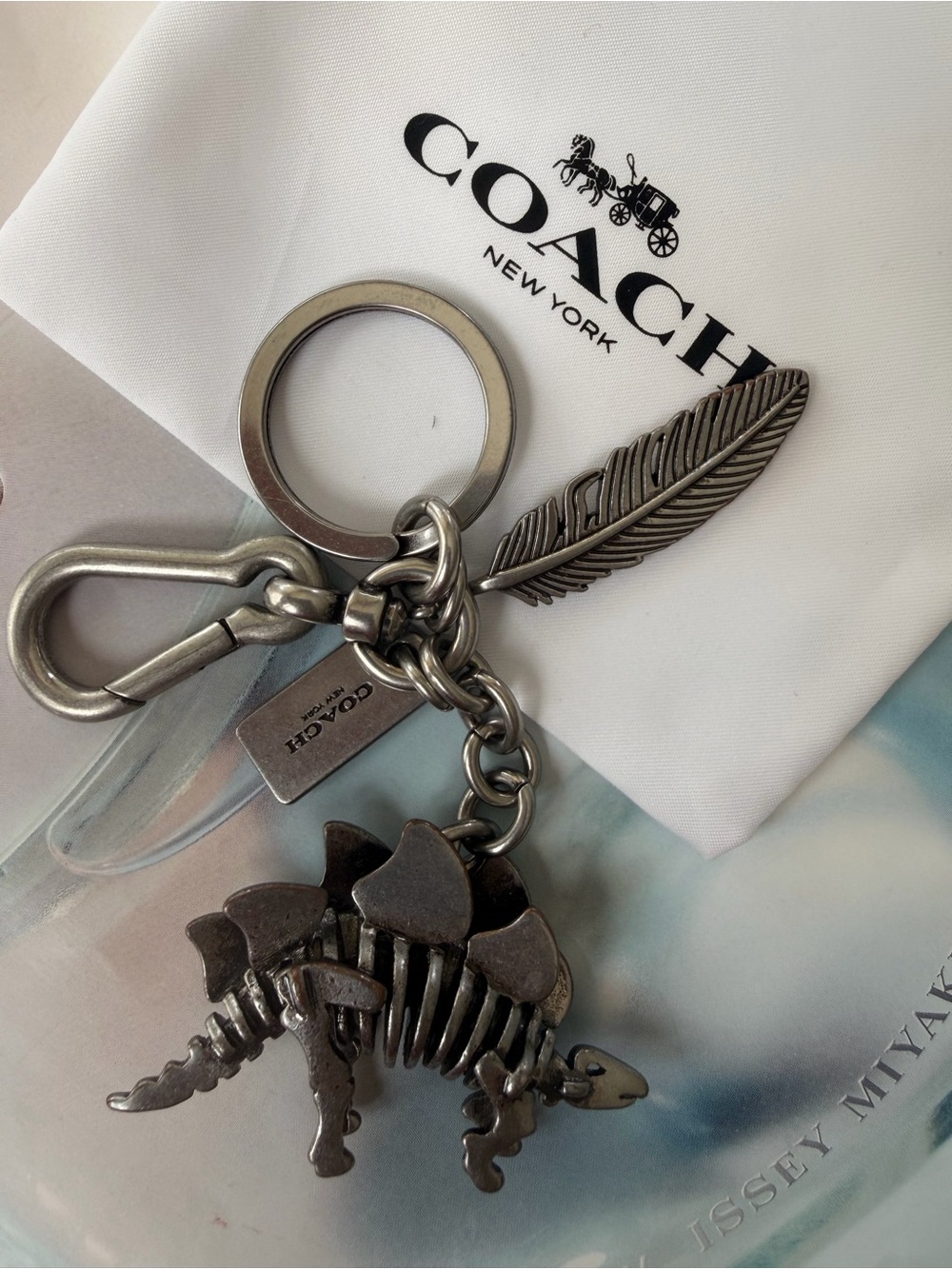 Coach Rexie stainless  metal Bag Charm / keychain new with dust bag& gift box !